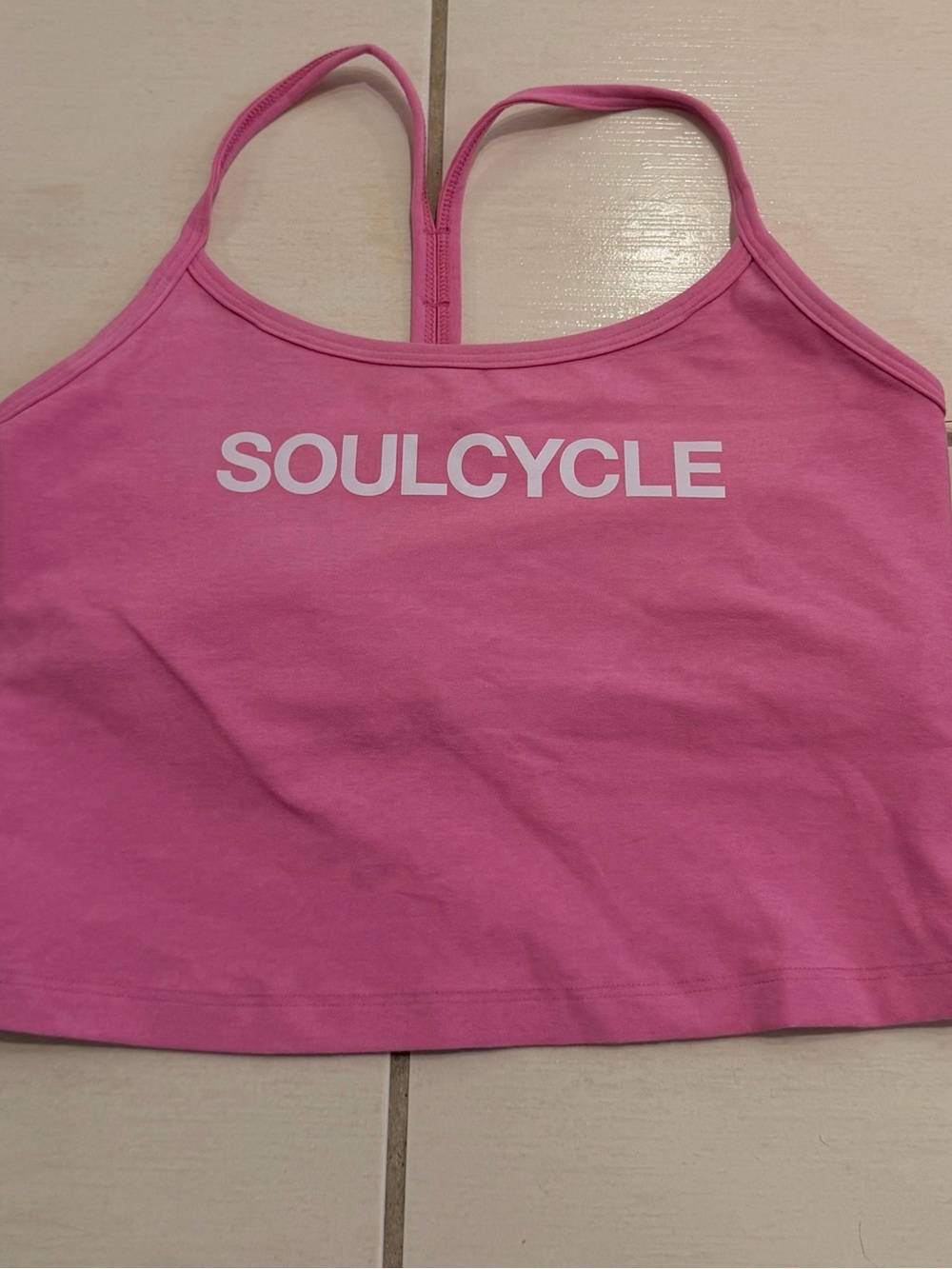 Soulcycle Beyond Yoga Slim Racerback Cropped Tank Pink Bloom NWT